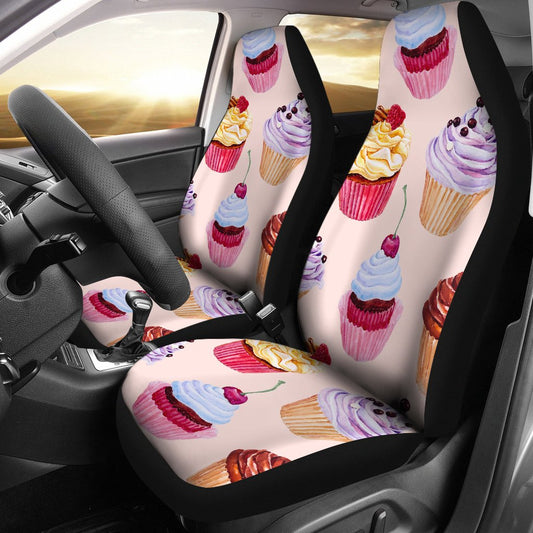 Pink Cupcake Pattern Universal Fit Car Seat Covers
