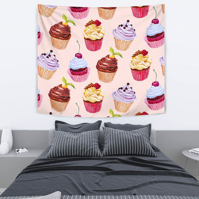 Pink Cupcake Pattern Wall Tapestry