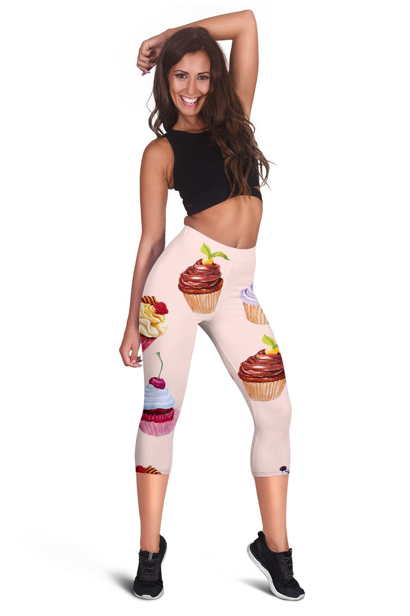 Pink Cupcake Pattern Women Capris