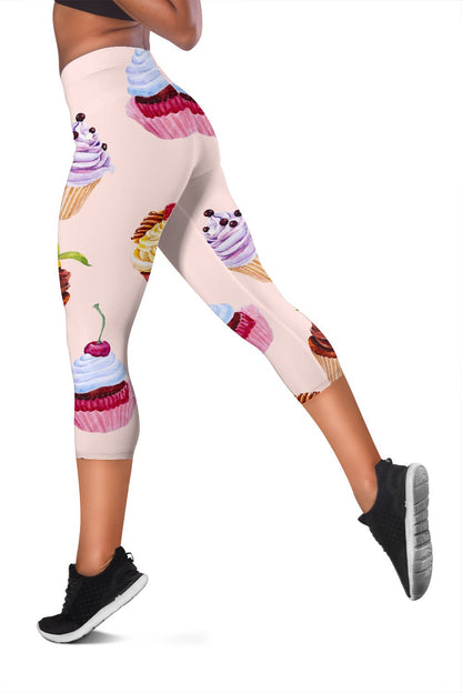 Pink Cupcake Pattern Women Capris