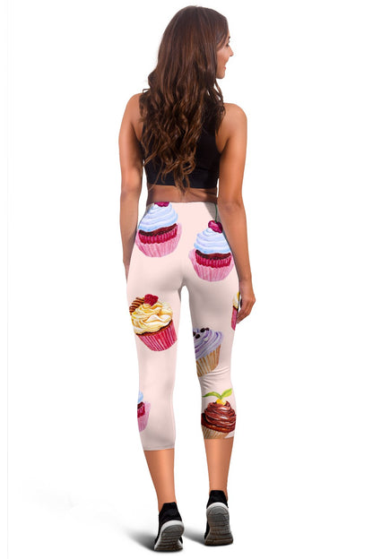 Pink Cupcake Pattern Women Capris
