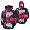 Pink Elephant Pattern All Over Zip Up Hoodie