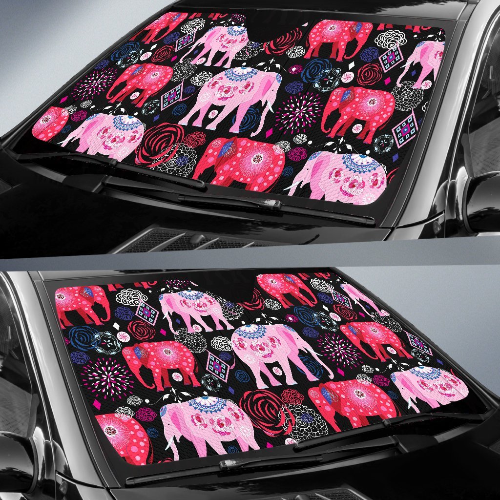 Pink Elephant Pattern Car Sun Shade-JorJune