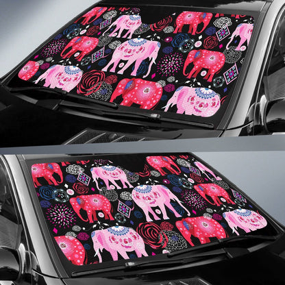 Pink Elephant Pattern Car Sun Shade-JorJune