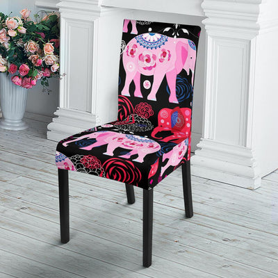 Pink Elephant Pattern Dining Chair Slipcover-JORJUNE.COM