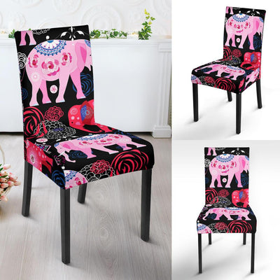 Pink Elephant Pattern Dining Chair Slipcover-JORJUNE.COM