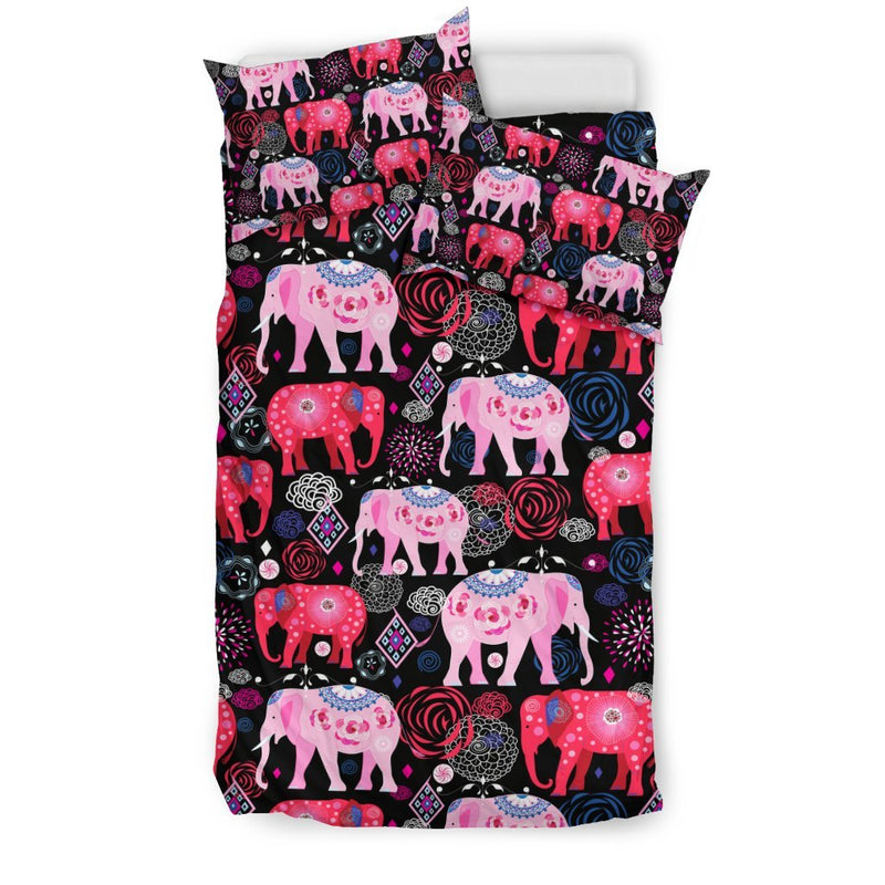 Pink Elephant Pattern Duvet Cover Bedding Set