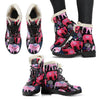 Pink Elephant Pattern Faux Fur Leather Boots