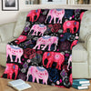 Pink Elephant Pattern Fleece Blanket