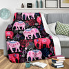 Pink Elephant Pattern Fleece Blanket