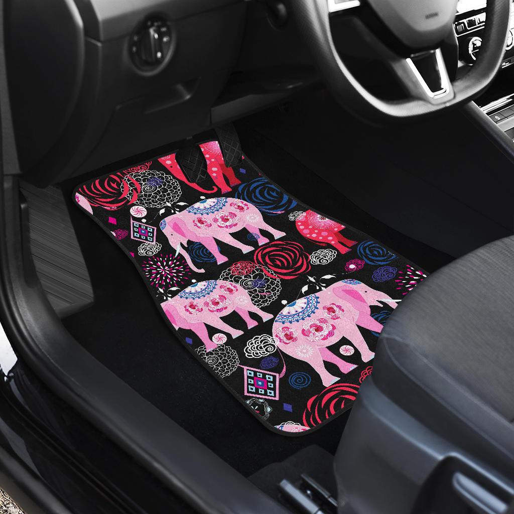 Pink Elephant Pattern Front and Back Car Floor Mats