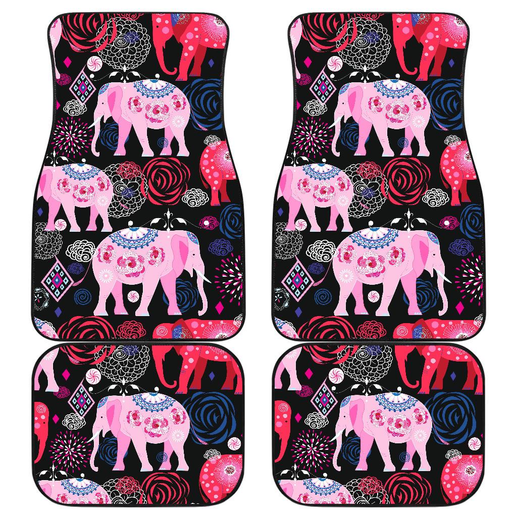 Pink Elephant Pattern Front and Back Car Floor Mats