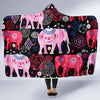 Pink Elephant Pattern Hooded Blanket-JORJUNE.COM