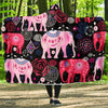 Pink Elephant Pattern Hooded Blanket-JORJUNE.COM
