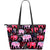 Pink Elephant Pattern Large Leather Tote Bag