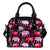 Pink Elephant Pattern Leather Shoulder Handbag