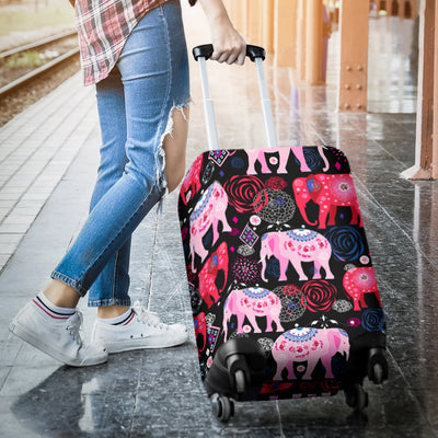 Pink Elephant Pattern Luggage Cover Protector