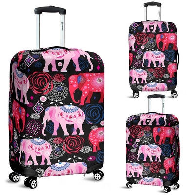 Pink Elephant Pattern Luggage Cover Protector