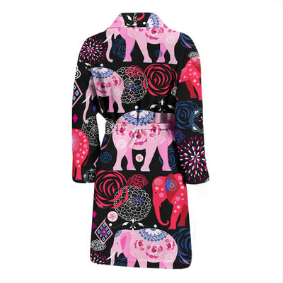 Pink Elephant Pattern Men Bath Robe