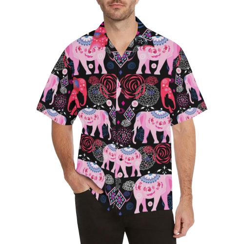 Pink Elephant Pattern Men Hawaiian Shirt