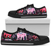 Pink Elephant Pattern Men Low Top Shoes