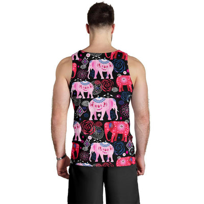 Pink Elephant Pattern Men Tank Top