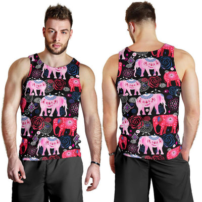 Pink Elephant Pattern Men Tank Top