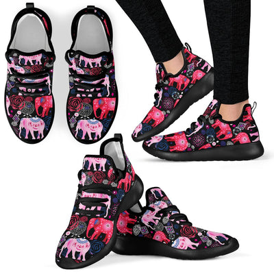 Pink Elephant Pattern Mesh Knit Sneakers Shoes