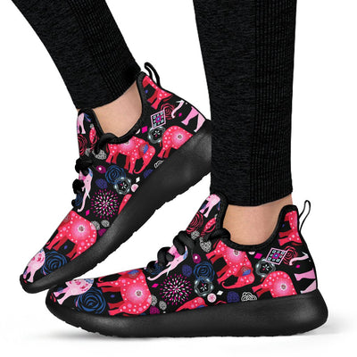 Pink Elephant Pattern Mesh Knit Sneakers Shoes