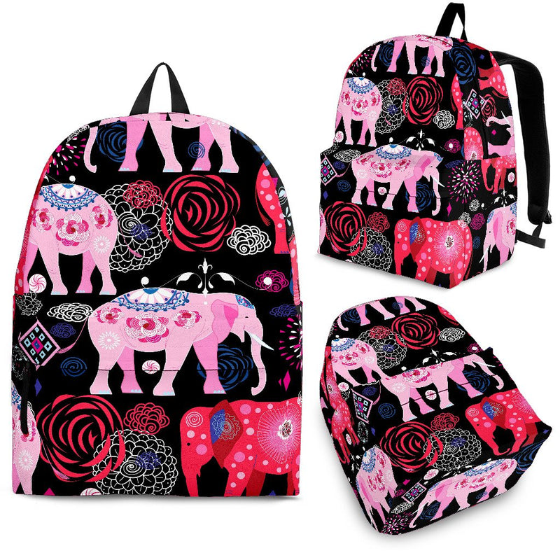 Pink Elephant Pattern Premium Backpack