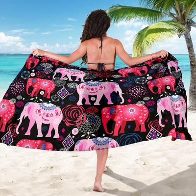 Pink Elephant Pattern Sarong Pareo Wrap