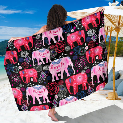 Pink Elephant Pattern Sarong Pareo Wrap