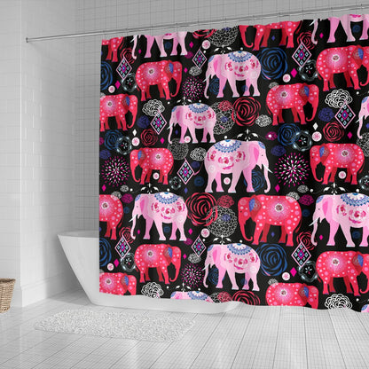 Pink Elephant Pattern Shower Curtain