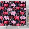 Pink Elephant Pattern Shower Curtain