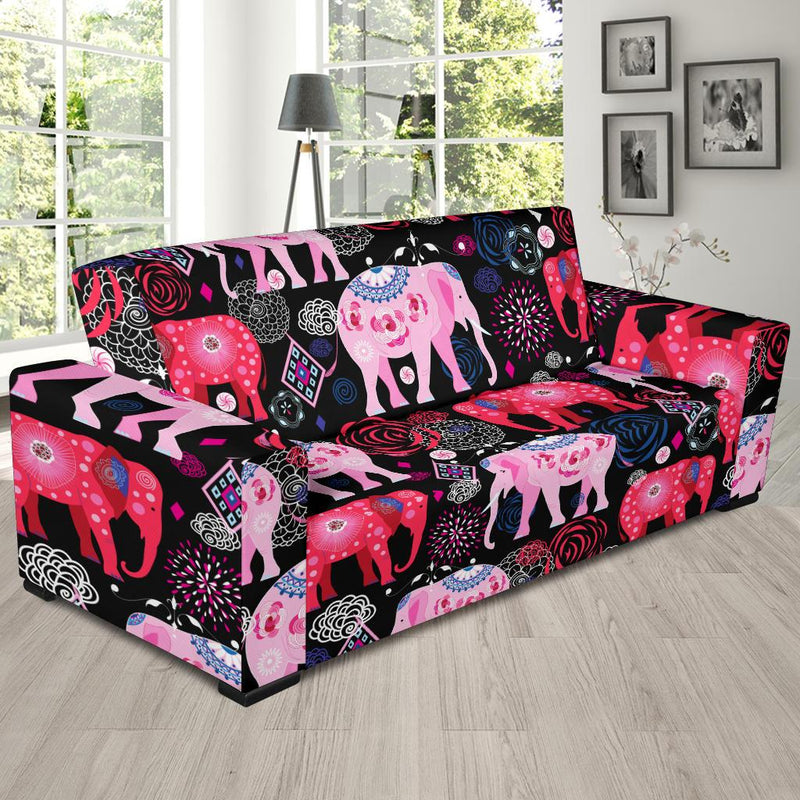 Pink Elephant Pattern Sofa Slipcover-JORJUNE.COM