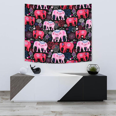 Pink Elephant Pattern Tapestry