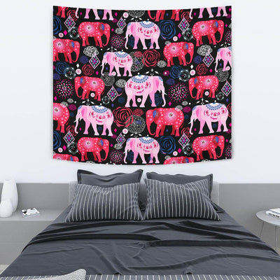 Pink Elephant Pattern Tapestry