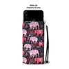 Pink Elephant Pattern Wallet Phone Case