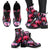 Pink Elephant Pattern Women Leather Boots