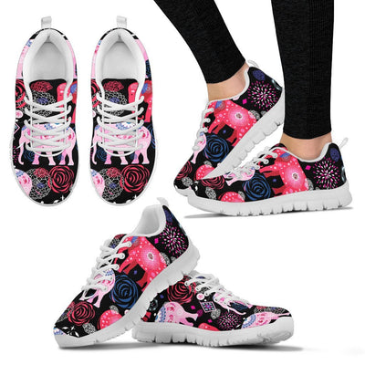 Pink Elephant Pattern Women Sneakers