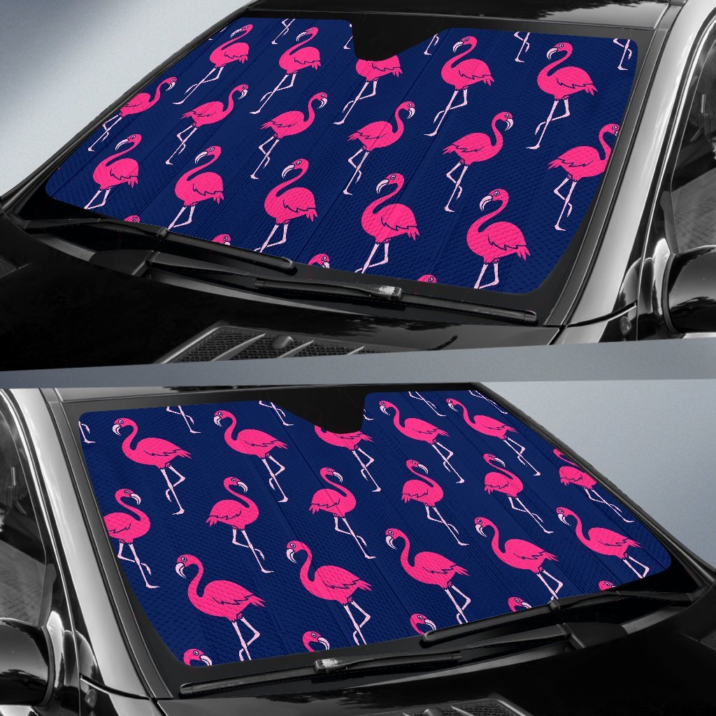 Pink Flamingo Pattern Car Sun Shade-JorJune