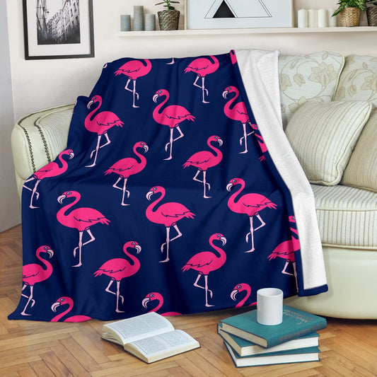 Pink Flamingo Pattern Fleece Blanket