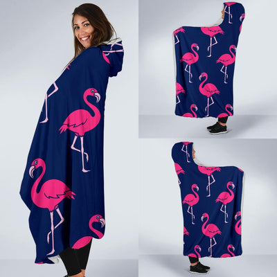 Pink Flamingo Pattern Hooded Blanket-JORJUNE.COM