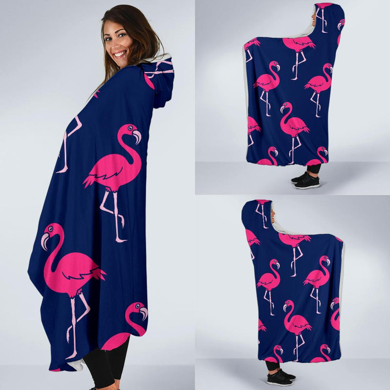 Pink Flamingo Pattern Hooded Blanket-JORJUNE.COM