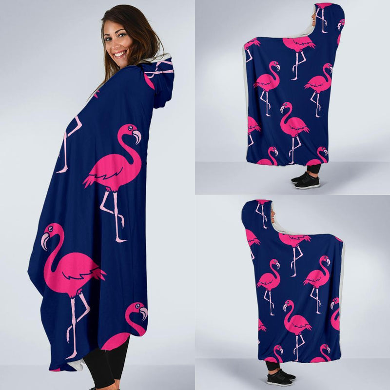 Pink Flamingo Pattern Hooded Blanket-JORJUNE.COM