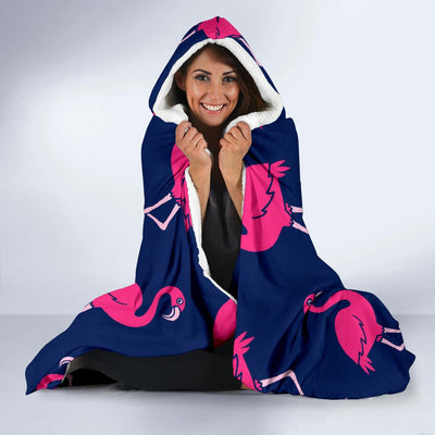 Pink Flamingo Pattern Hooded Blanket-JORJUNE.COM