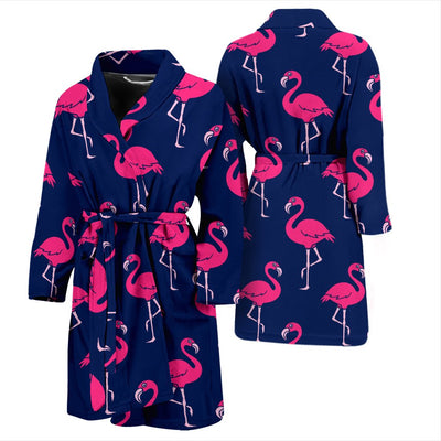 Pink Flamingo Pattern Men Bath Robe