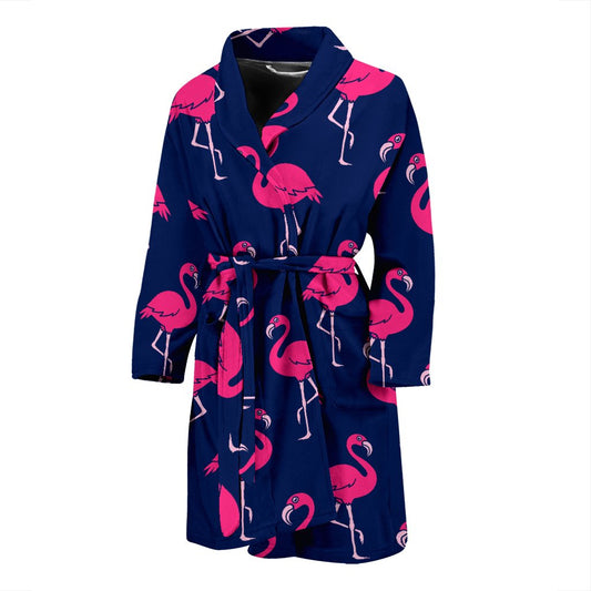 Pink Flamingo Pattern Men Bath Robe