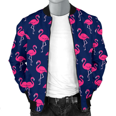 Pink Flamingo Pattern Men Casual Bomber Jacket