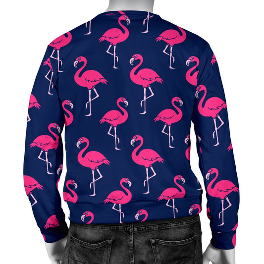 Pink Flamingo Pattern Men Crewneck Sweatshirt